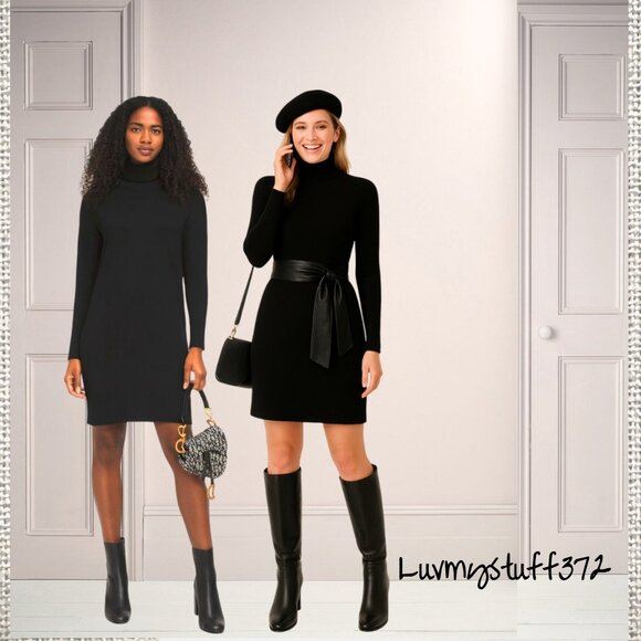 🖤Cute Lululemon Black Turtleneck Knit Softer Still Dress - Picture 1 of 12